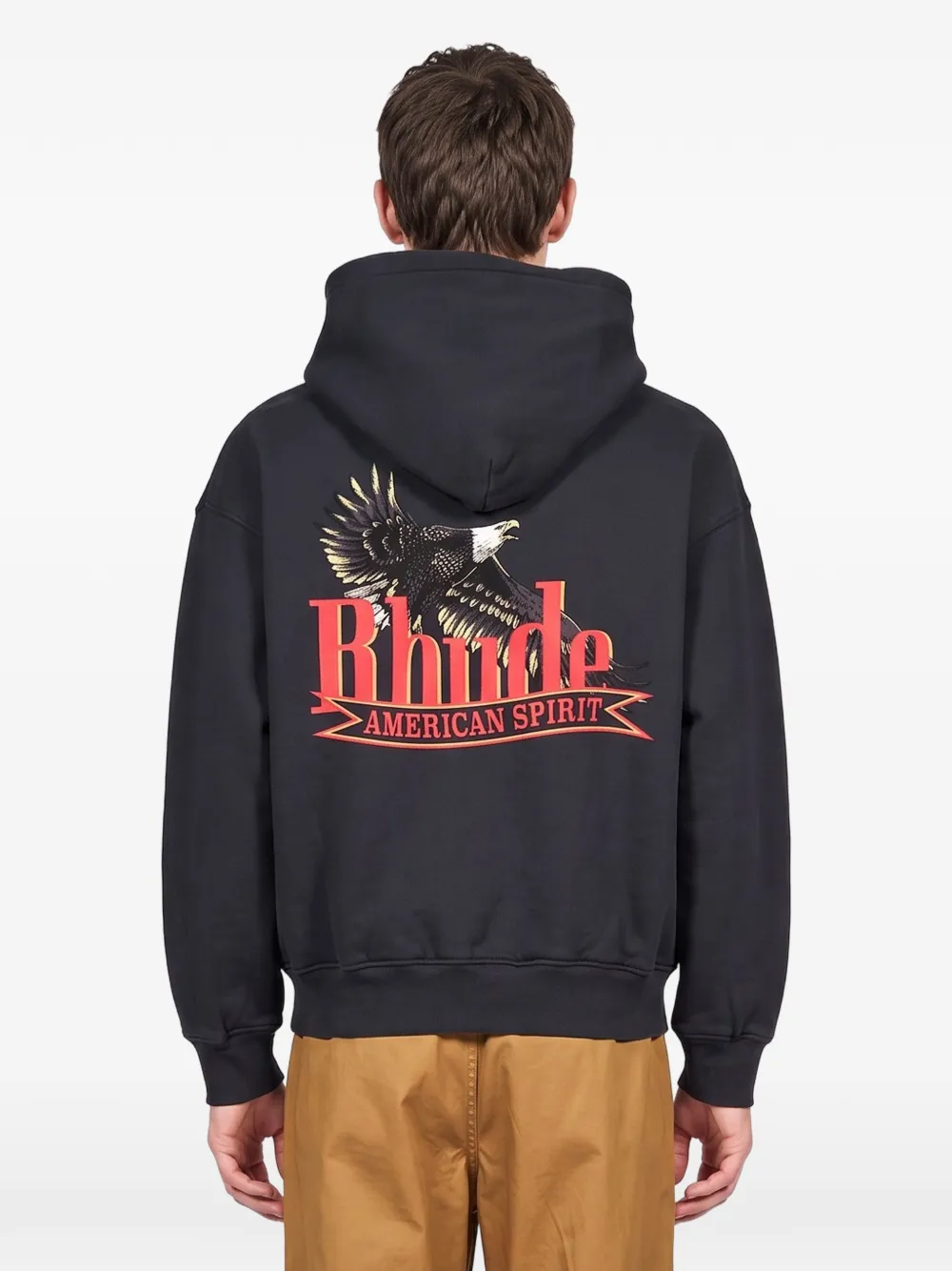 RHUDE American Spirit eagle-print hoodie Zwart