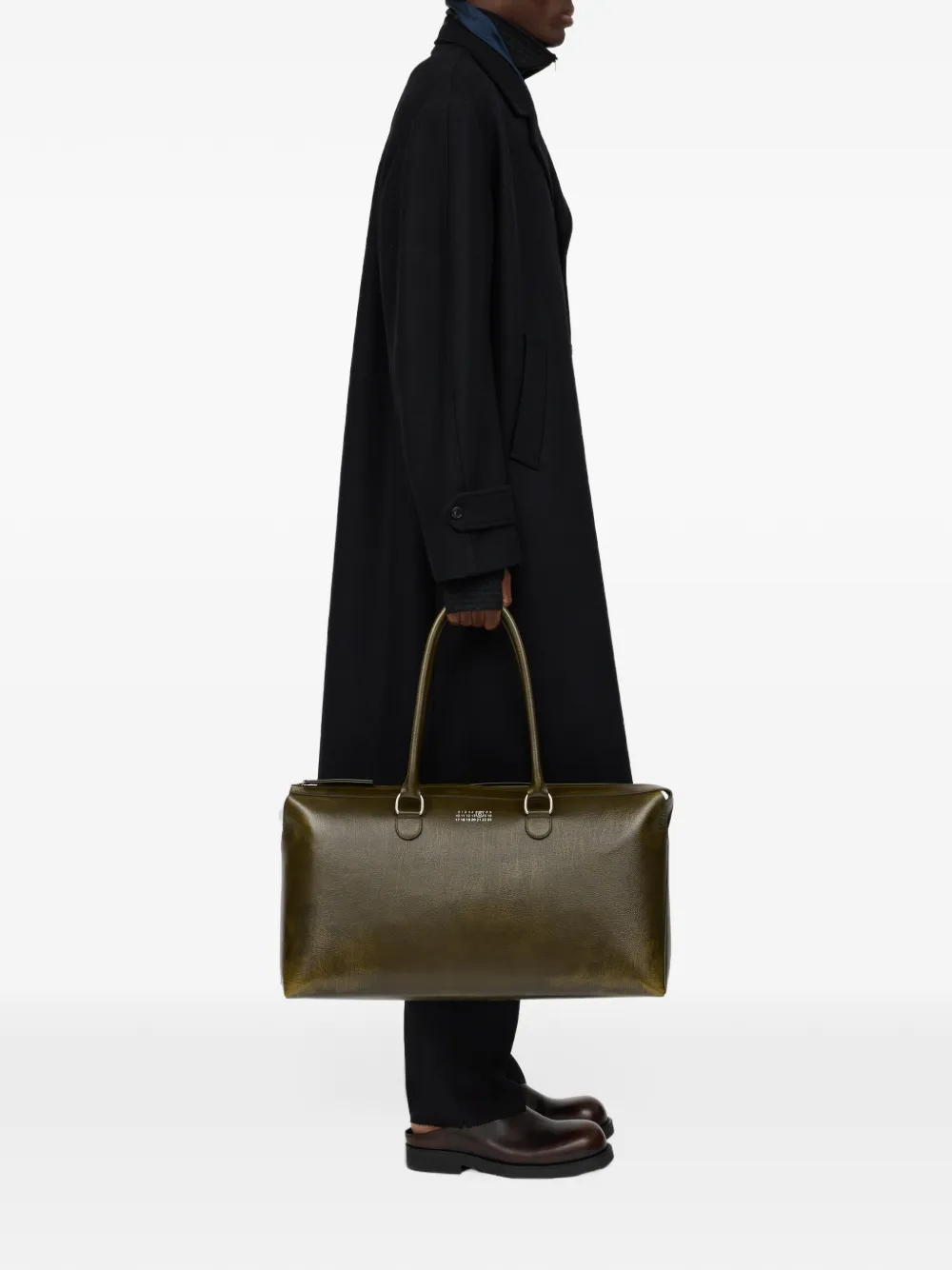 MM6 Maison Margiela Bauletto weekend bag crackled leather Groen