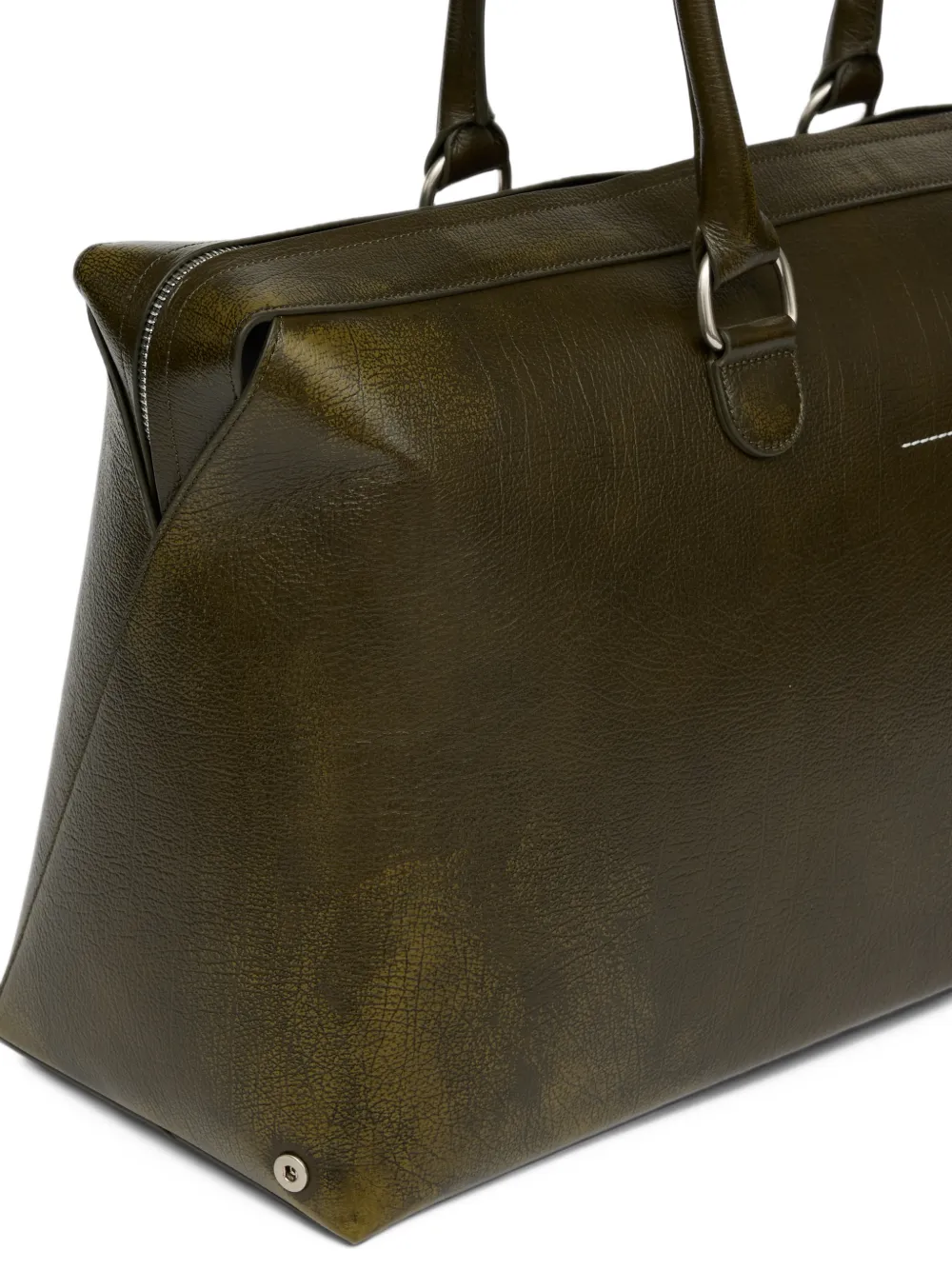 MM6 Maison Margiela Bauletto weekend bag crackled leather Groen