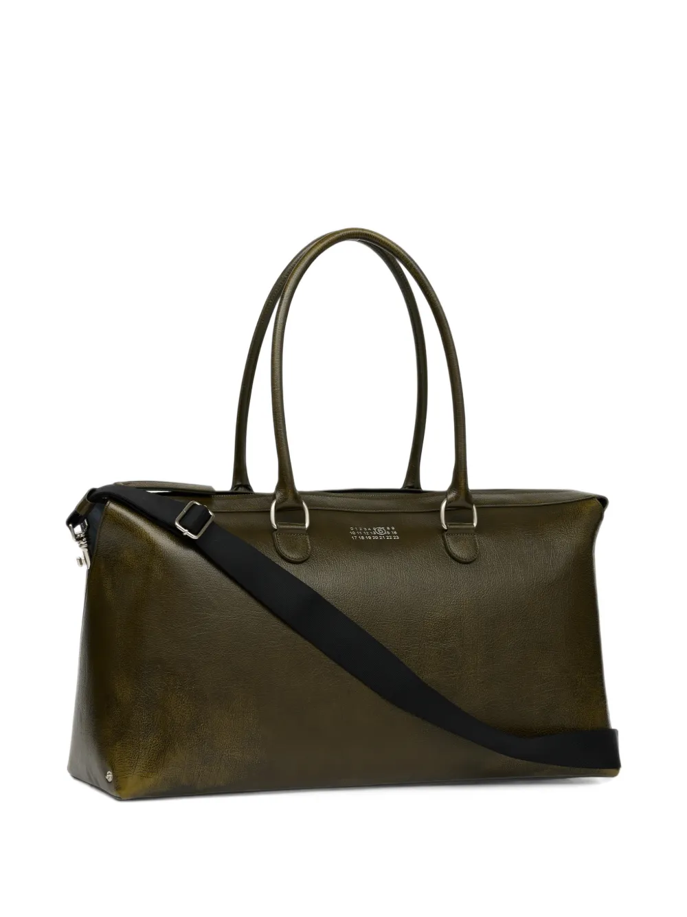 MM6 Maison Margiela Bauletto weekend bag crackled leather Groen