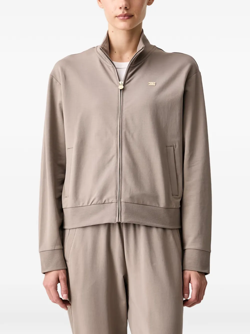 Ea7 Emporio Armani logo-plaque tracksuit Beige