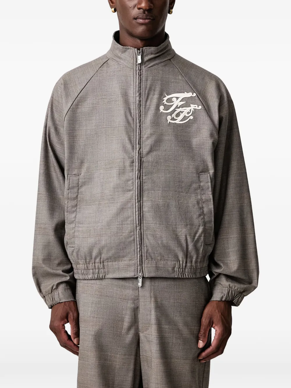 Filling Pieces embroidered-logo jacket Grijs