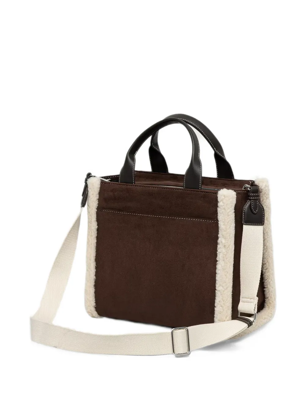 DKNY Hadlee logo-appliqué shearling-trim tote bag Bruin