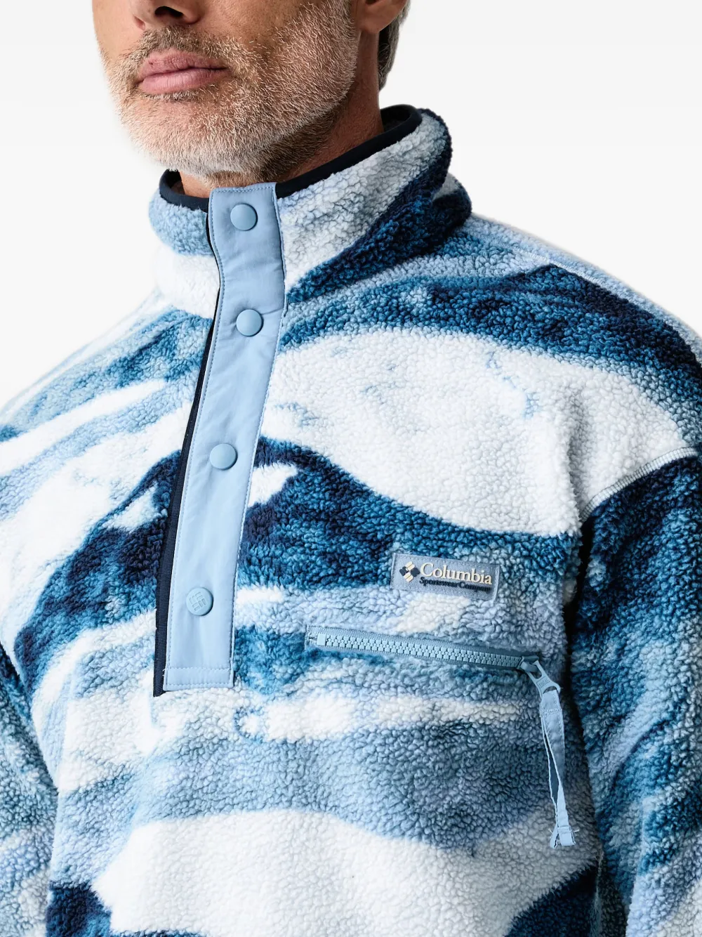 Columbia Helvetia fleece trui met berg-print Blauw