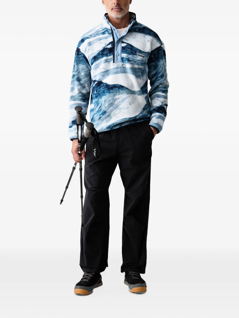 Columbia Helvetia fleece trui met berg-print Blauw