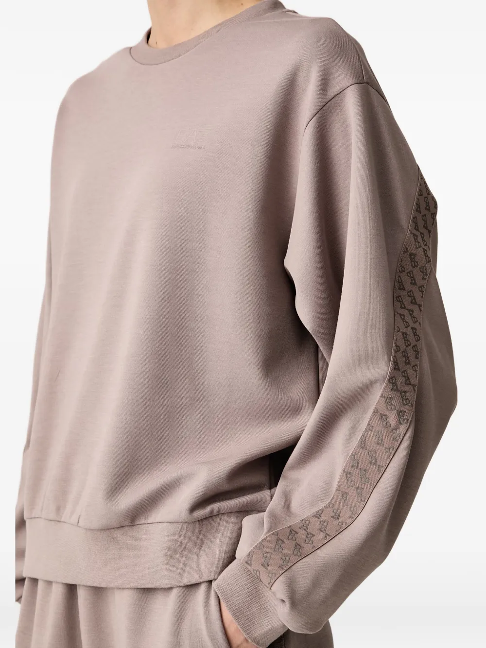 Ea7 Emporio Armani logo-tape ribbed-trim tracksuit Beige
