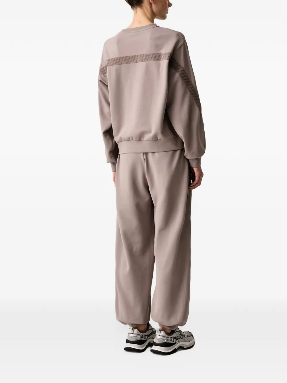 Ea7 Emporio Armani logo-tape ribbed-trim tracksuit Beige