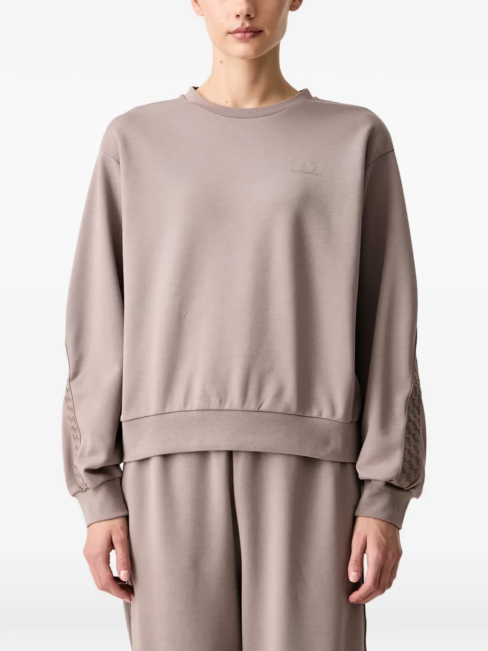 Ea7 Emporio Armani logo-tape ribbed-trim tracksuit Beige