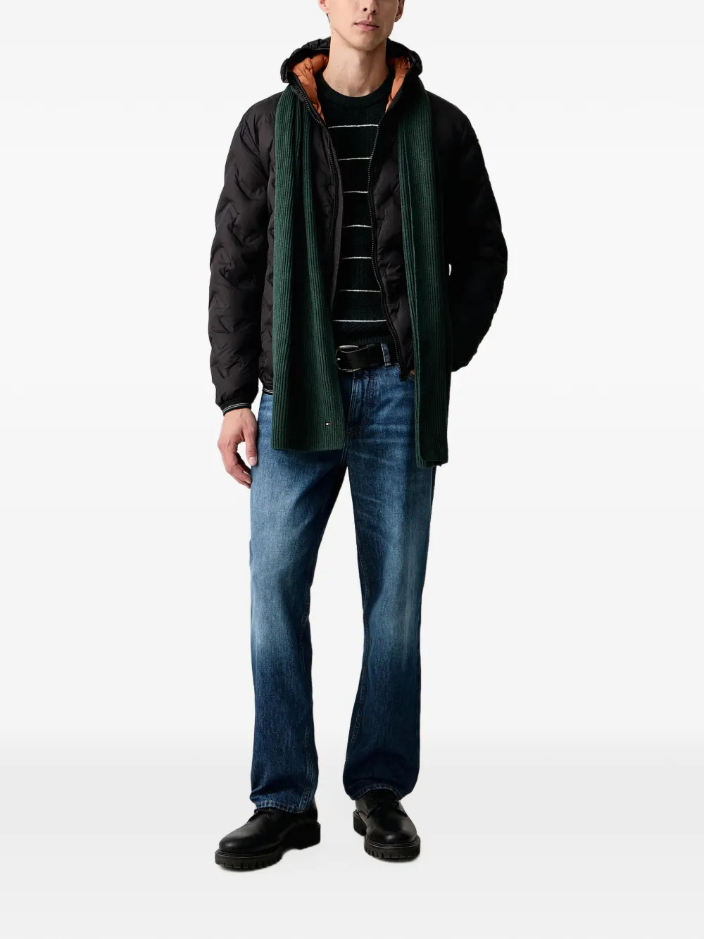 Blauer Piery chevron-quilted hooded jacket Zwart