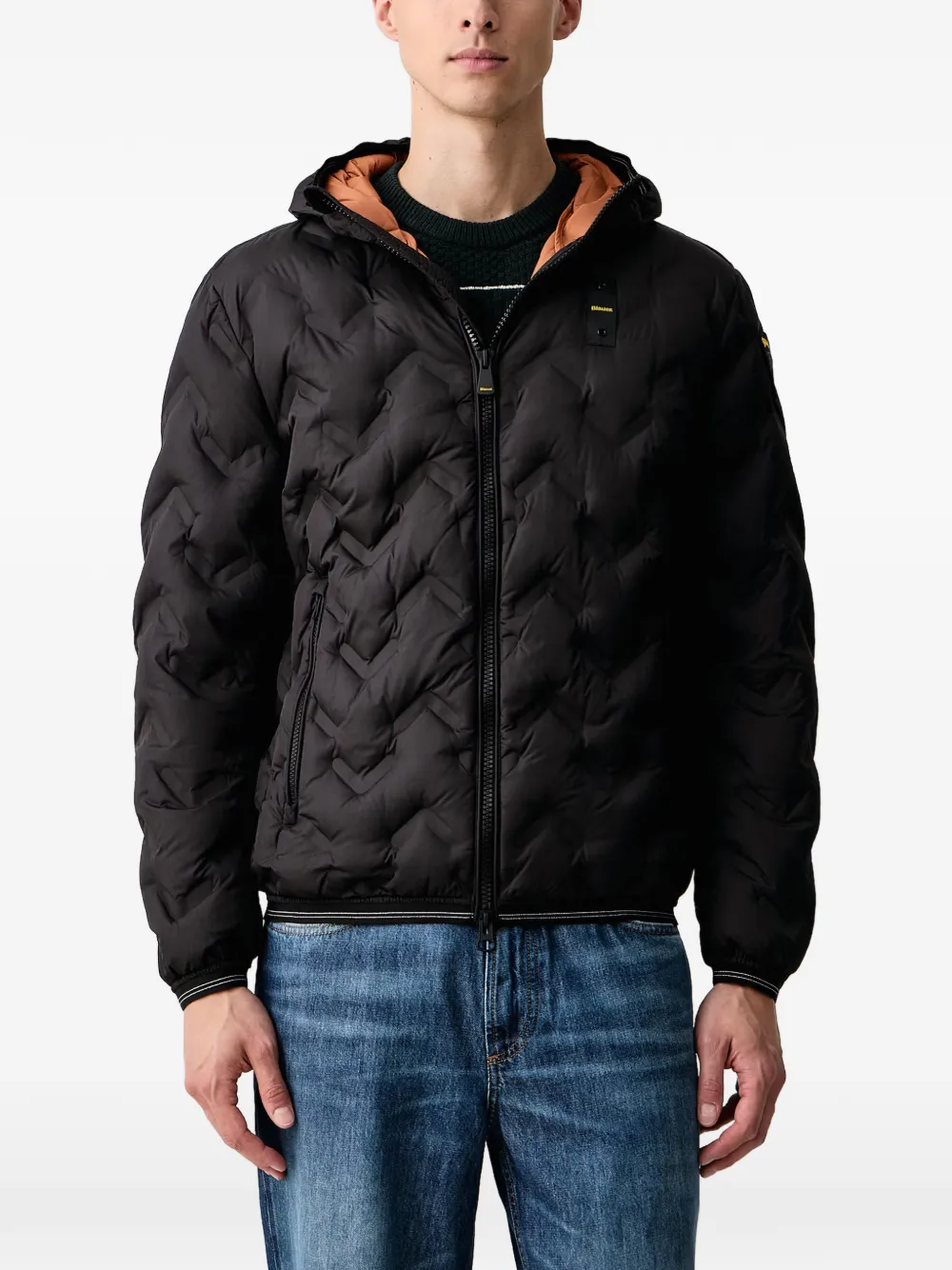 Blauer Piery chevron-quilted hooded jacket Zwart