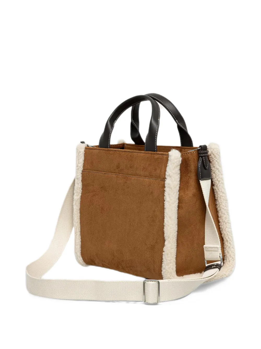 DKNY Hadlee logo-embroidered shearling-trim tote bag Bruin