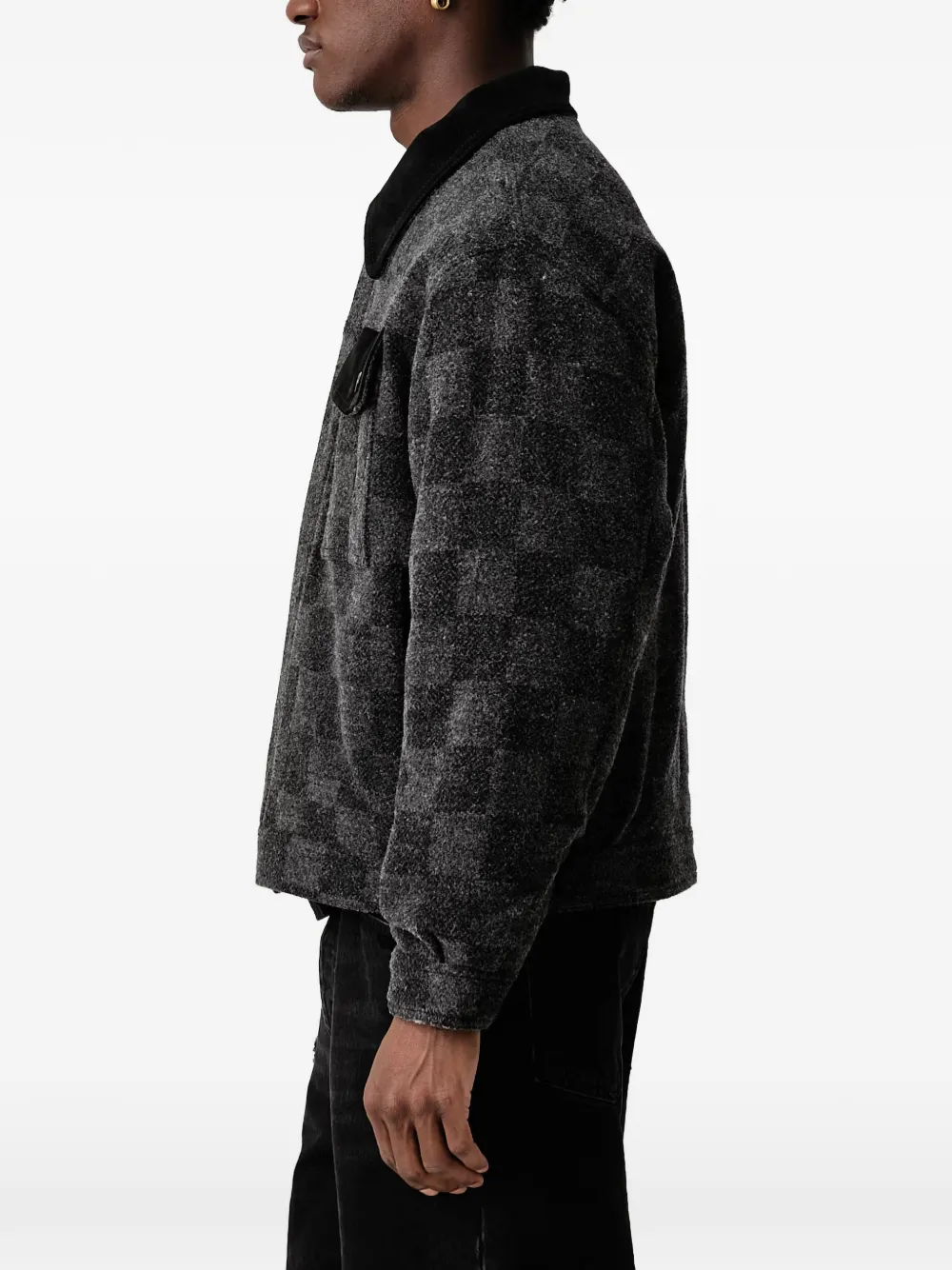 Filling Pieces checkerboard-pattern zip-up shirt jacket Grijs