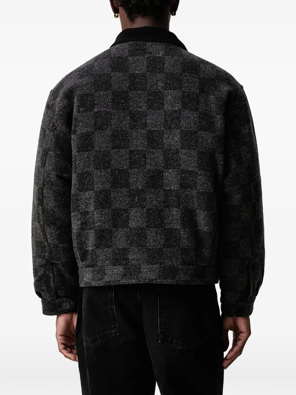 Filling Pieces checkerboard-pattern zip-up shirt jacket Grijs