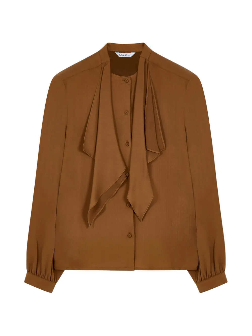 Max Mara tie-neck silk blouse - Marrone