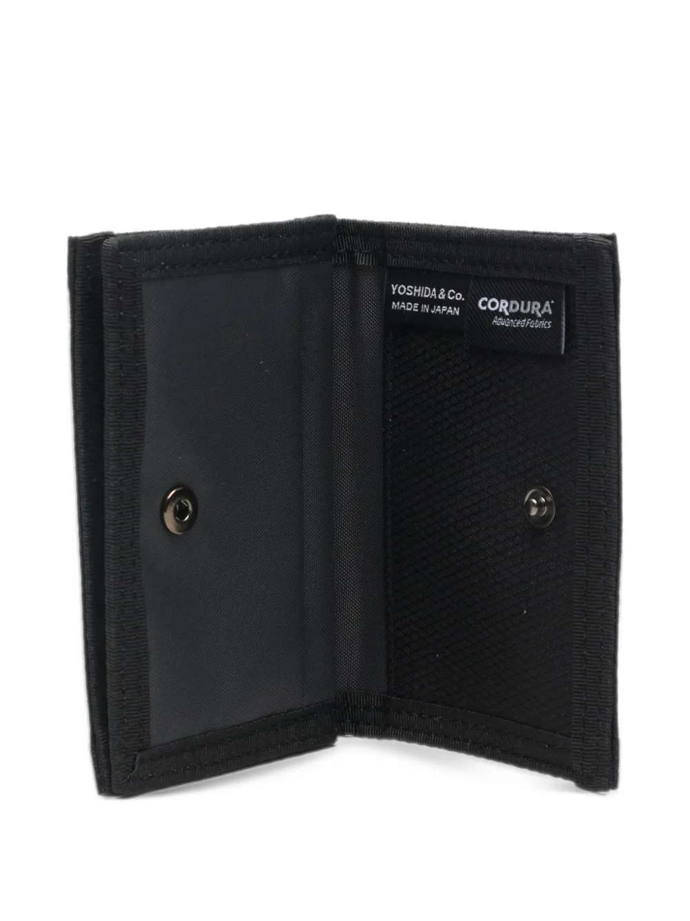 Porter-Yoshida & Co. logo-patch card case Zwart
