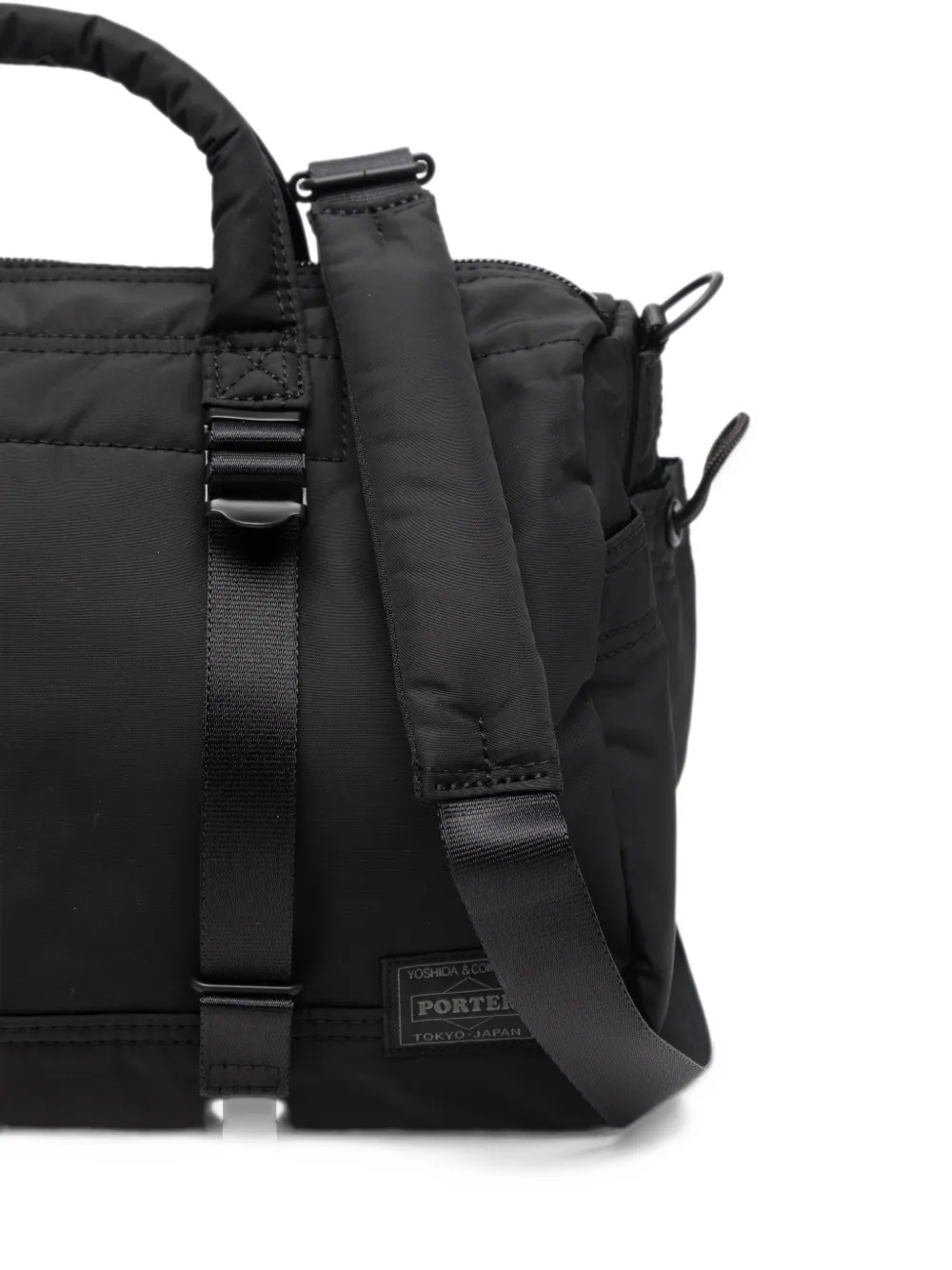 Porter-Yoshida & Co. logo-patch tote bag Zwart
