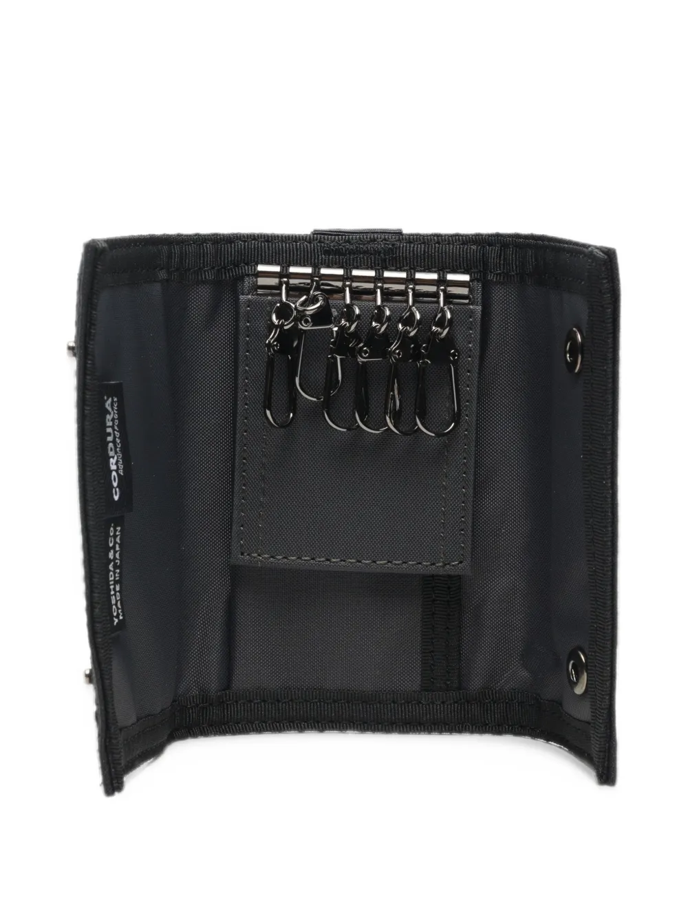 Porter-Yoshida & Co. logo-patch trifold key case Zwart