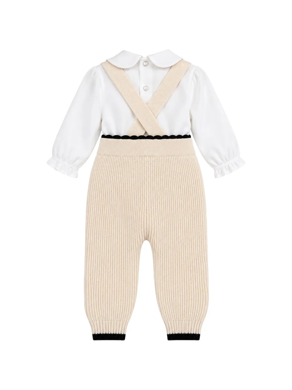 Elisabetta Franchi La Mia Bambina logo-embroidered ribbed-knit babygrow Wit