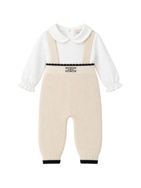 Elisabetta Franchi La Mia Bambina logo-embroidered ribbed-knit babygrow