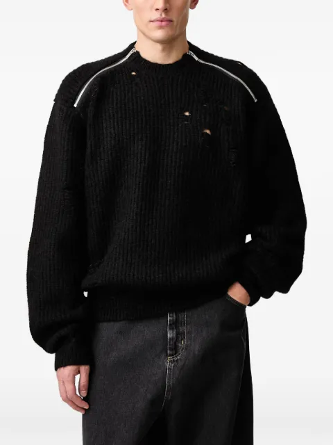 HELIOT EMIL distressed zip-detail sweater