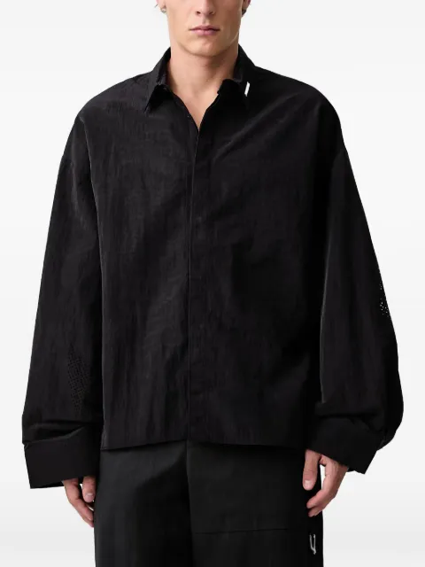 HELIOT EMIL Vital LS perforated-detail shirt