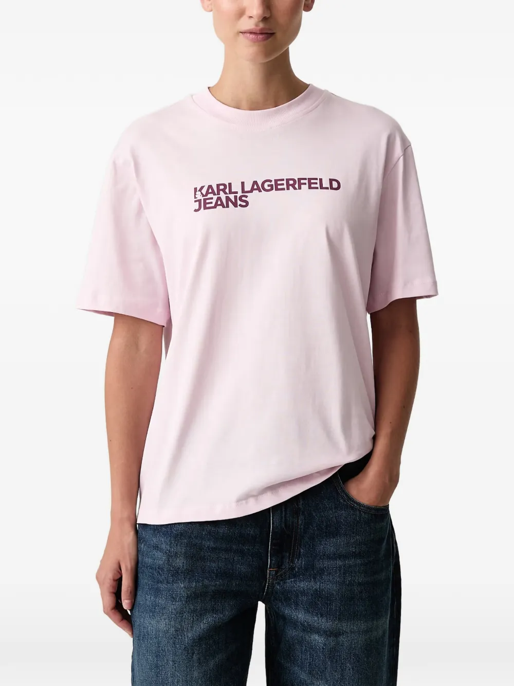 Karl Lagerfeld Jeans logo-print T-shirt Roze