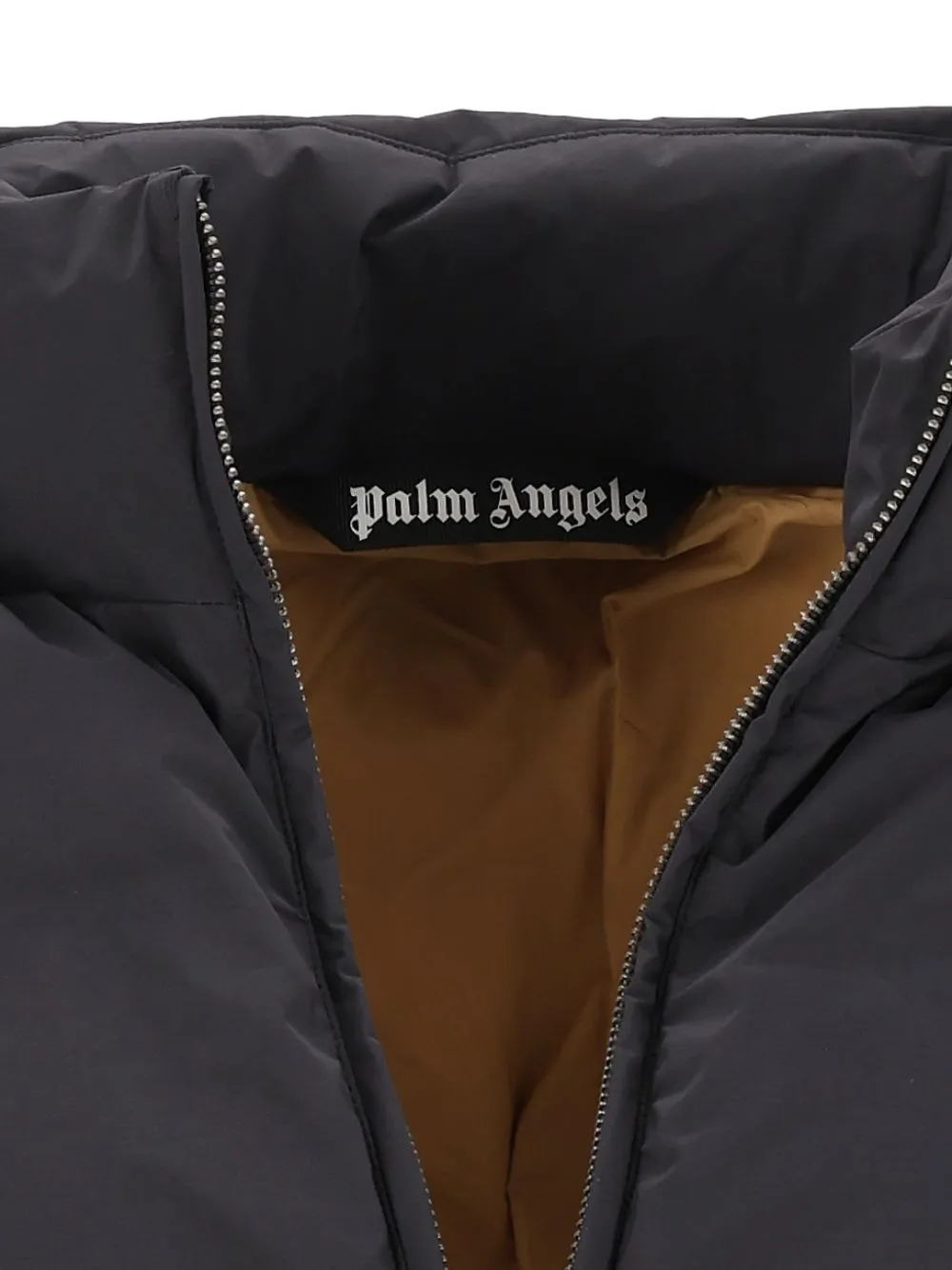 Palm Angels logo-print side-stripe puffer jacket Zwart
