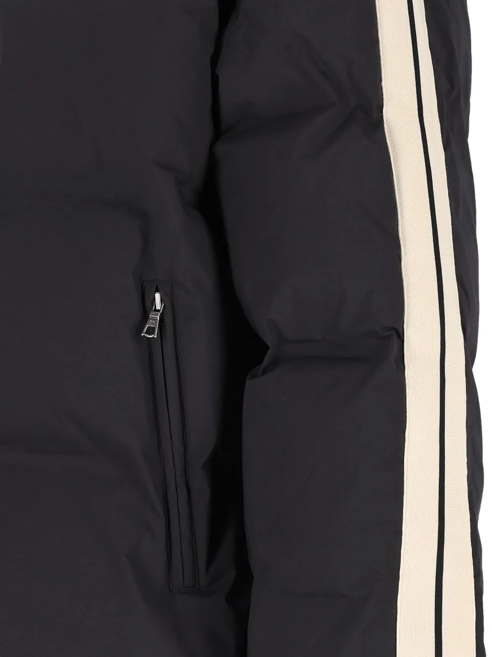 Palm Angels logo-print side-stripe puffer jacket Zwart