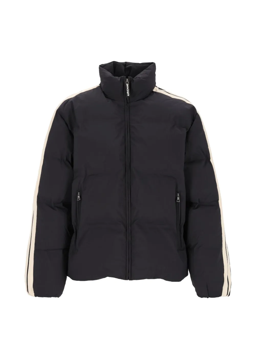 Palm Angels logo-print side-stripe puffer jacket Zwart