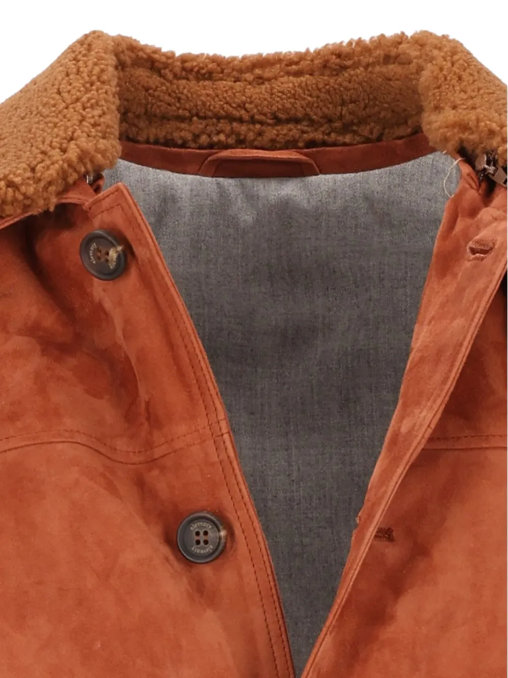 Eleventy shearling-collar suede jacket Oranje