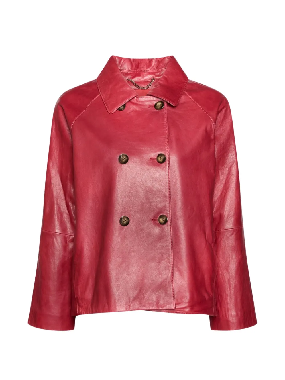 ELENA MIRÒ double-breasted leather jacket Rood