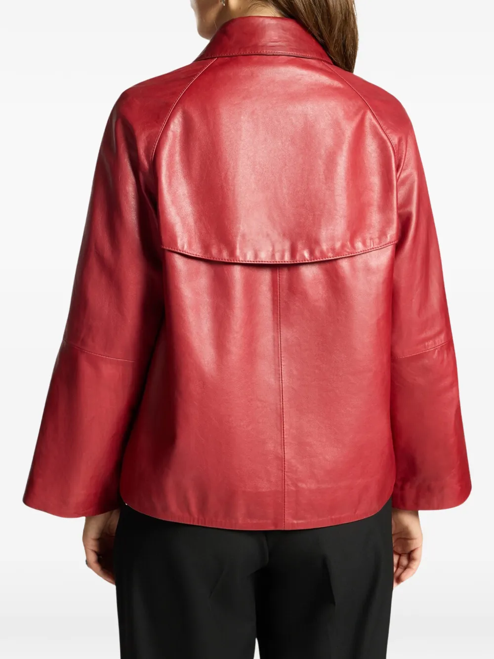 ELENA MIRÒ double-breasted leather jacket Rood