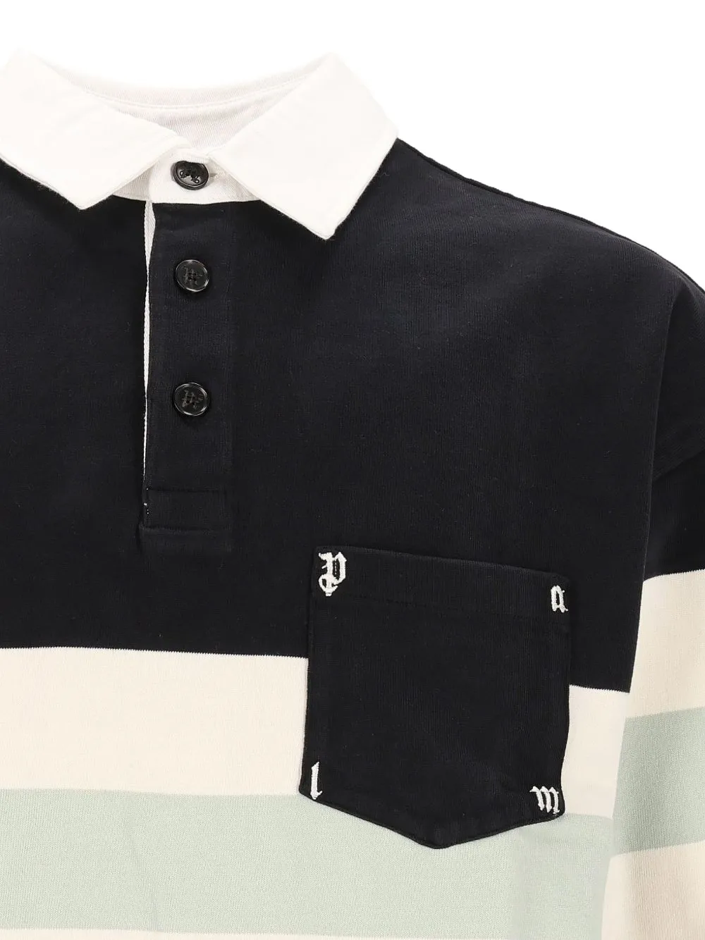 Palm Angels Palm Type striped polo shirt Zwart