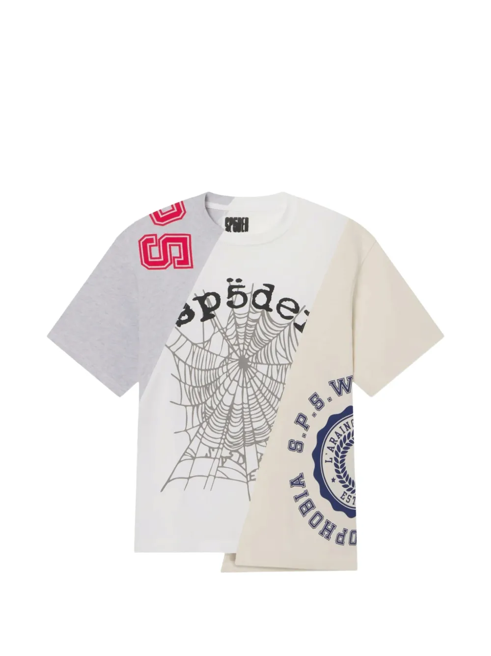 SP5DER Asymmetrical 5 graphic-print T-shirt - Grigio