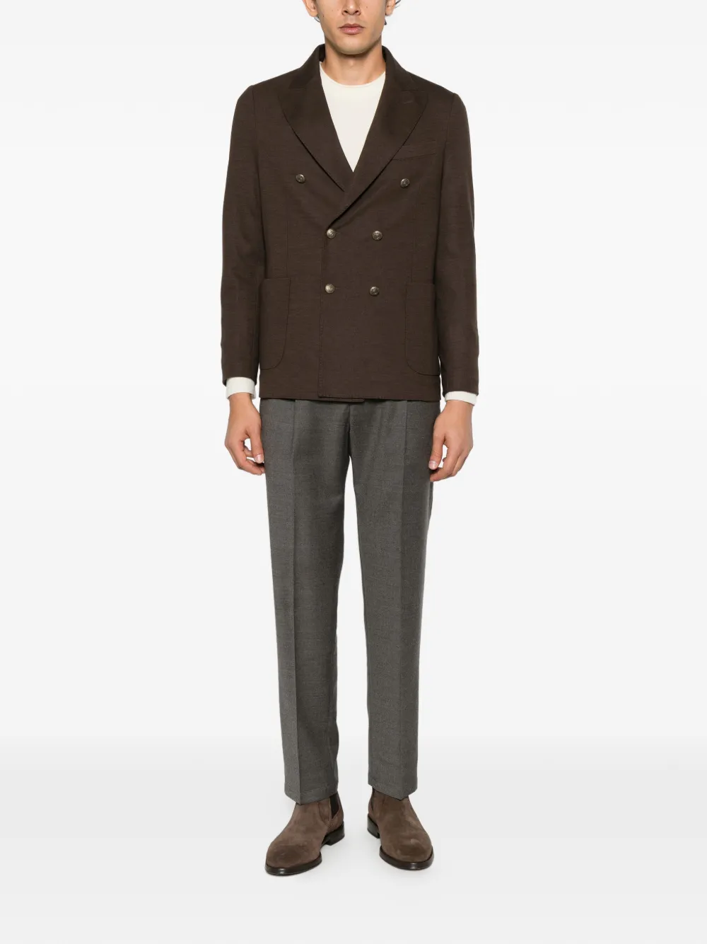Circolo 1901 double-breasted peak-lapel blazer Bruin