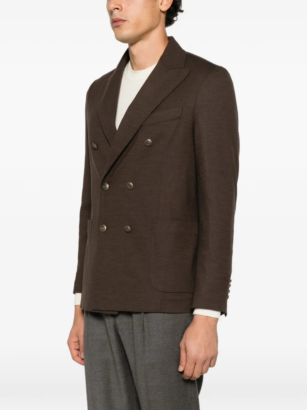 Circolo 1901 double-breasted peak-lapel blazer Bruin