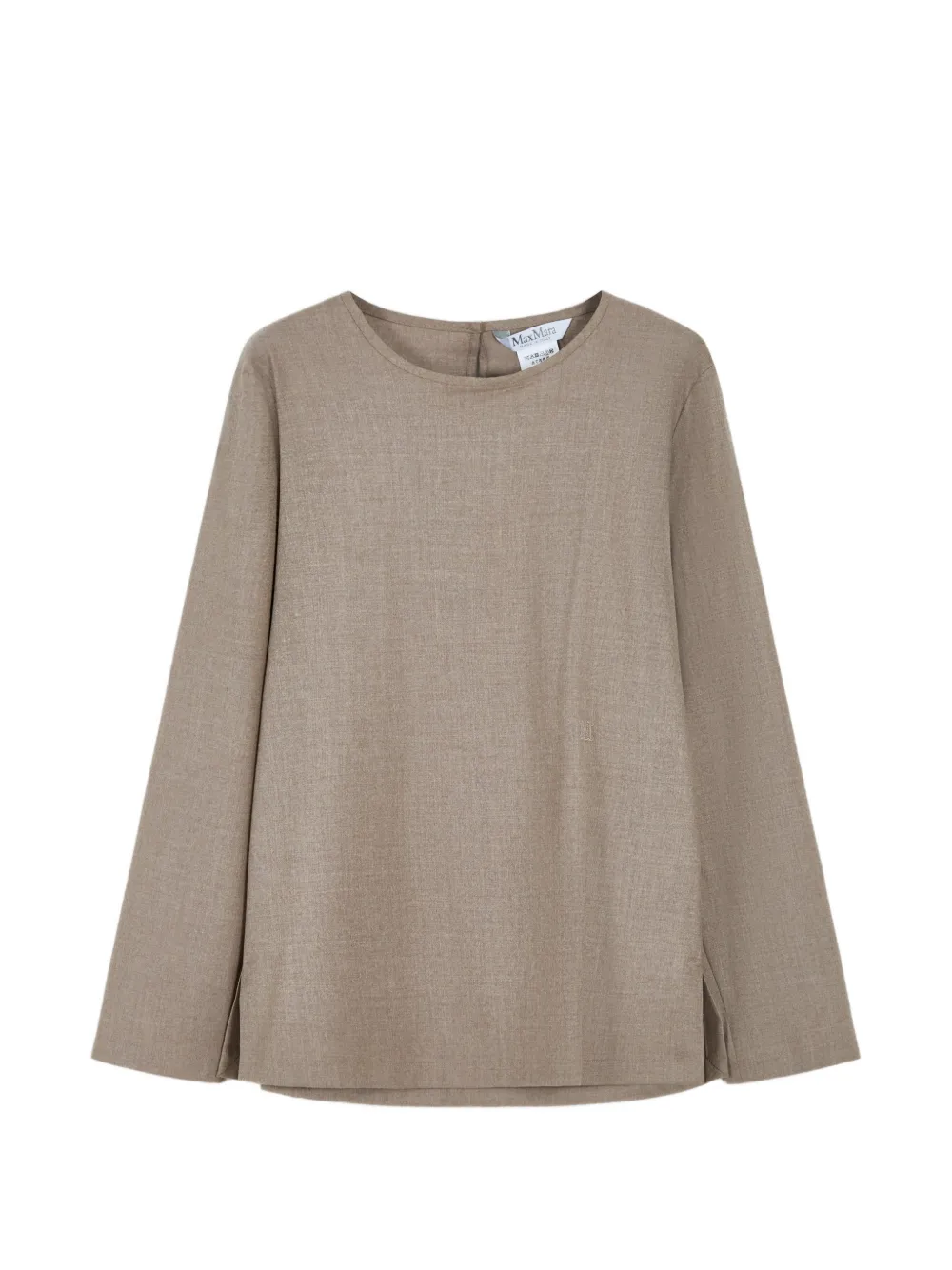 Max Mara logo-embroidered long-sleeve blouse Beige