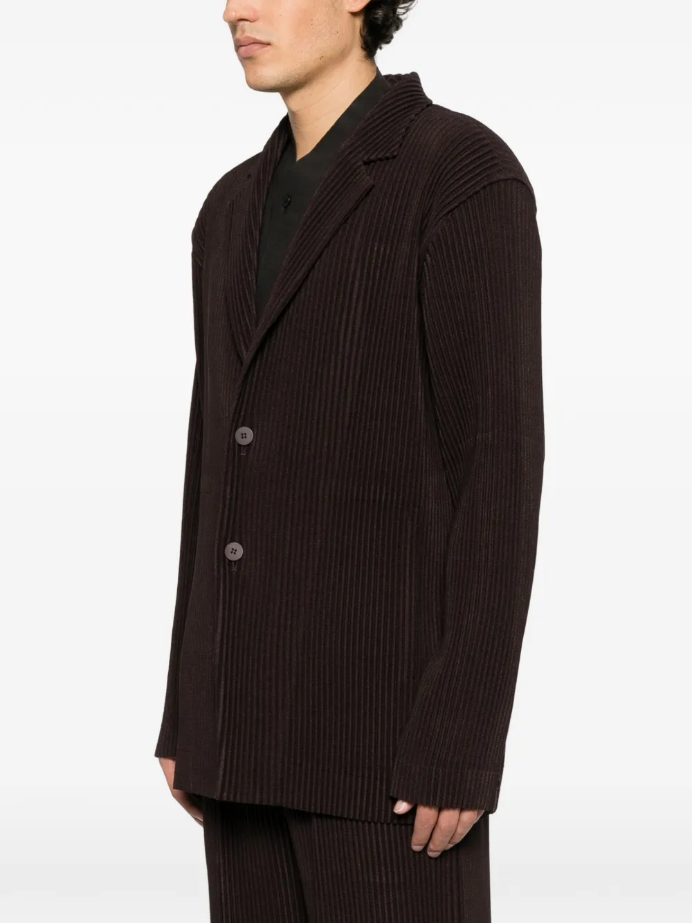 Homme Plissé Issey Miyake Blazer met bewerkte revers Bruin