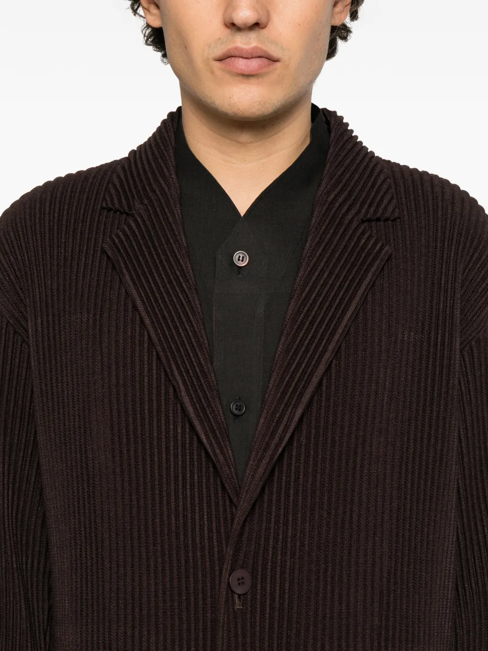Homme Plissé Issey Miyake Blazer met bewerkte revers Bruin