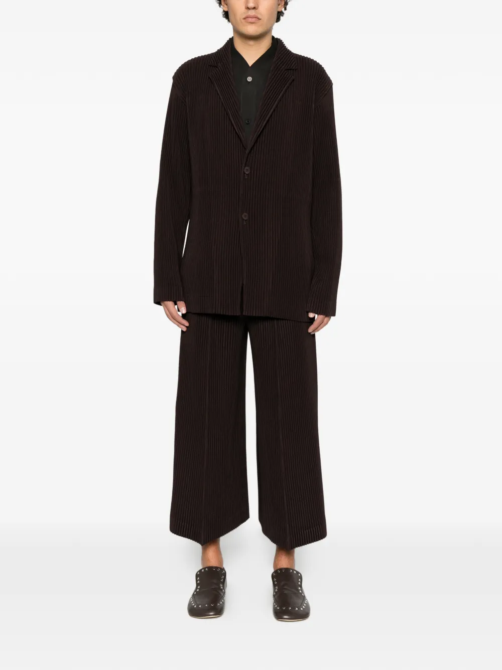 Homme Plissé Issey Miyake Blazer met bewerkte revers Bruin
