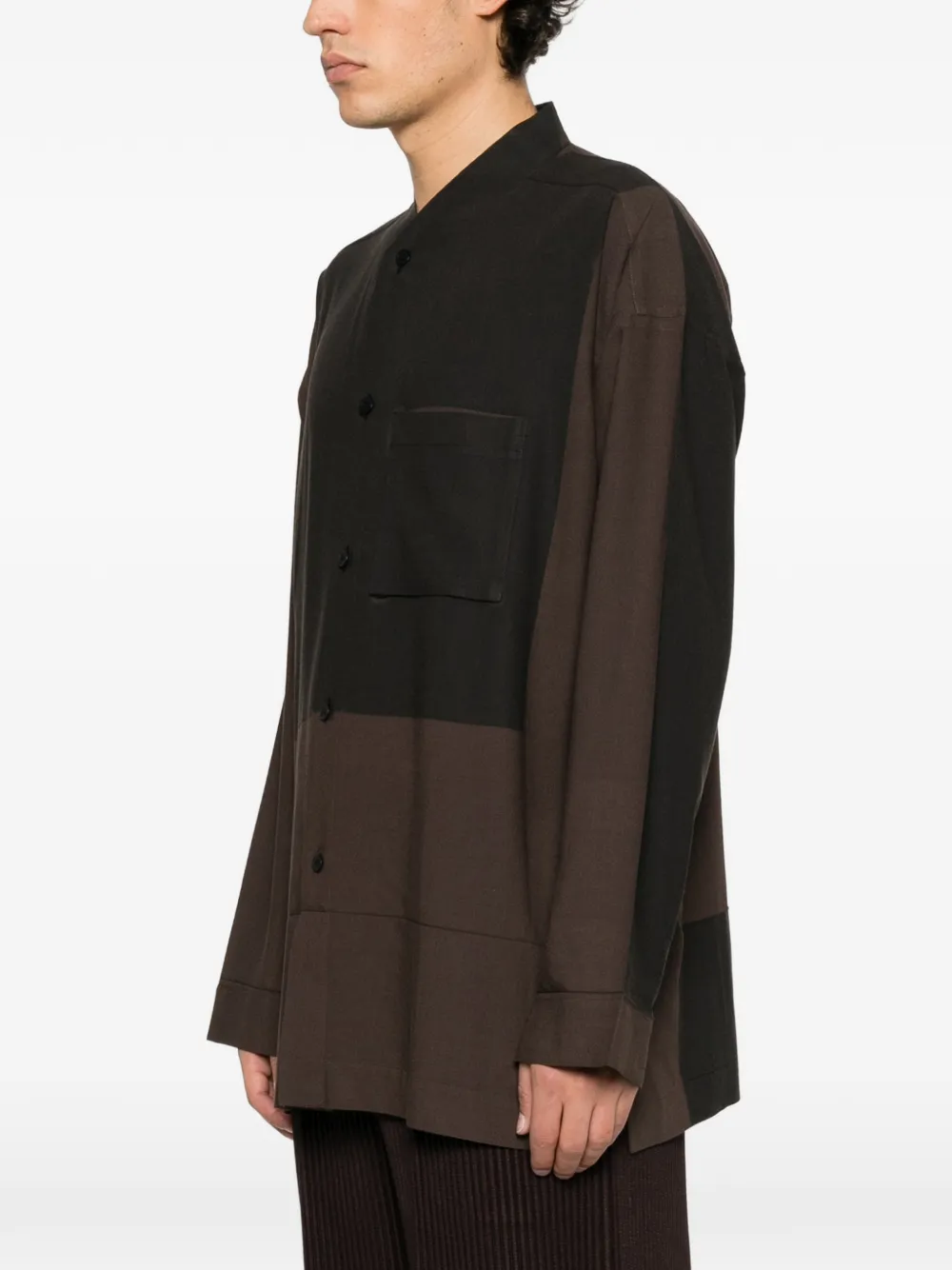 Homme Plissé Issey Miyake colour-block panelled shirt Bruin