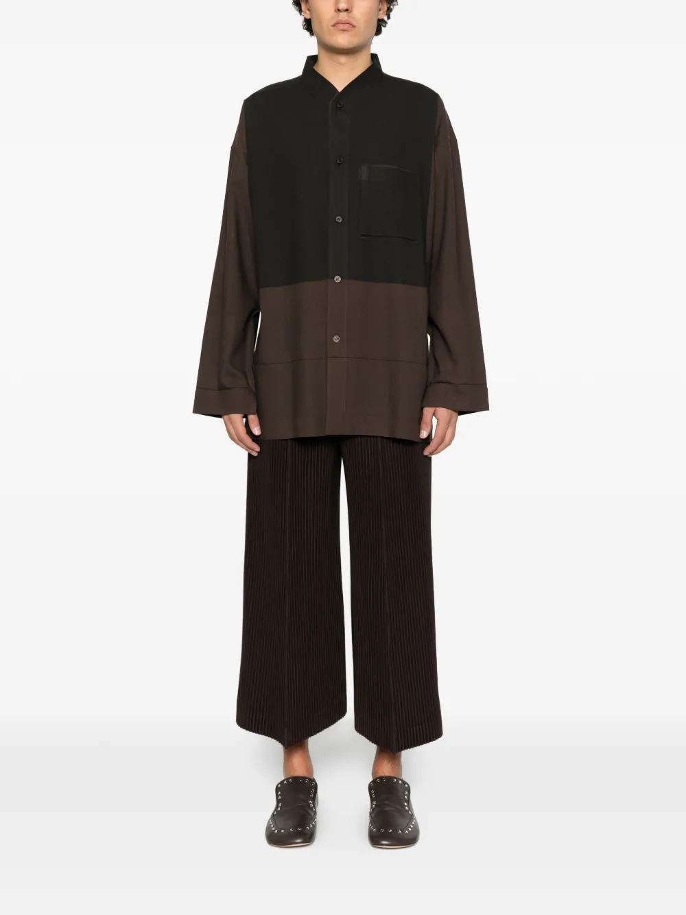 Homme Plissé Issey Miyake colour-block panelled shirt Bruin