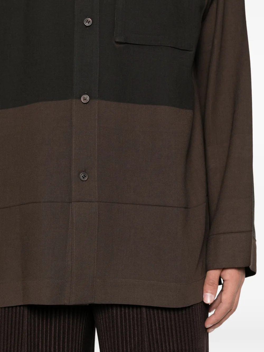 Homme Plissé Issey Miyake colour-block panelled shirt Bruin