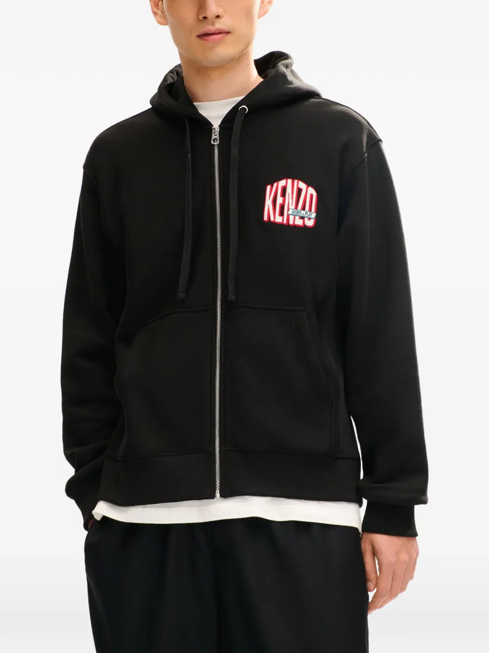 Kenzo Work And Play cotton hoodie Zwart