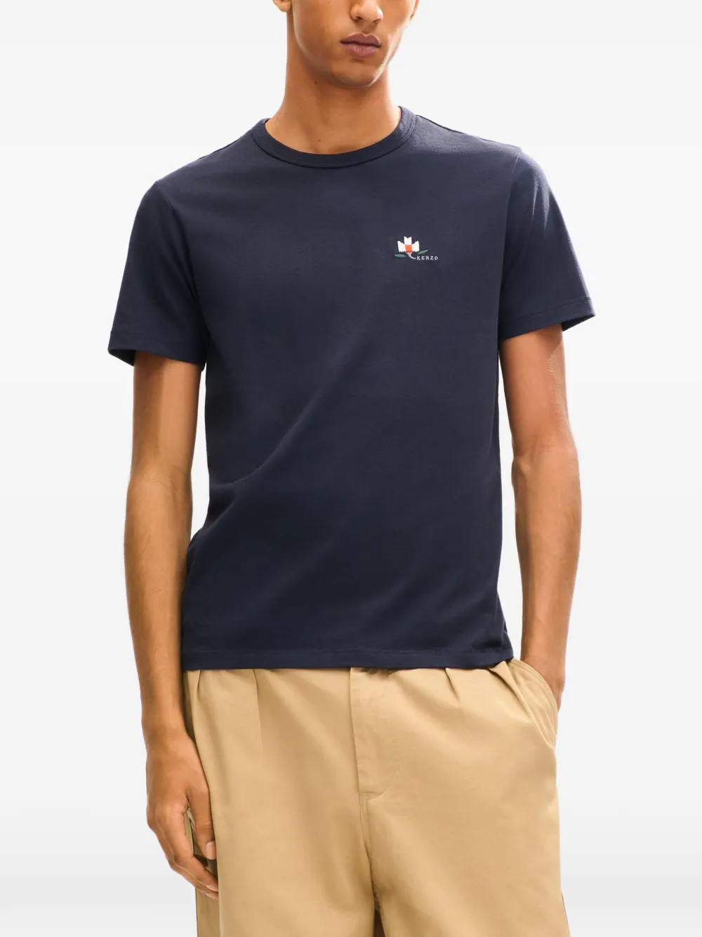 Kenzo Ikat Flower katoenen T-shirt Blauw