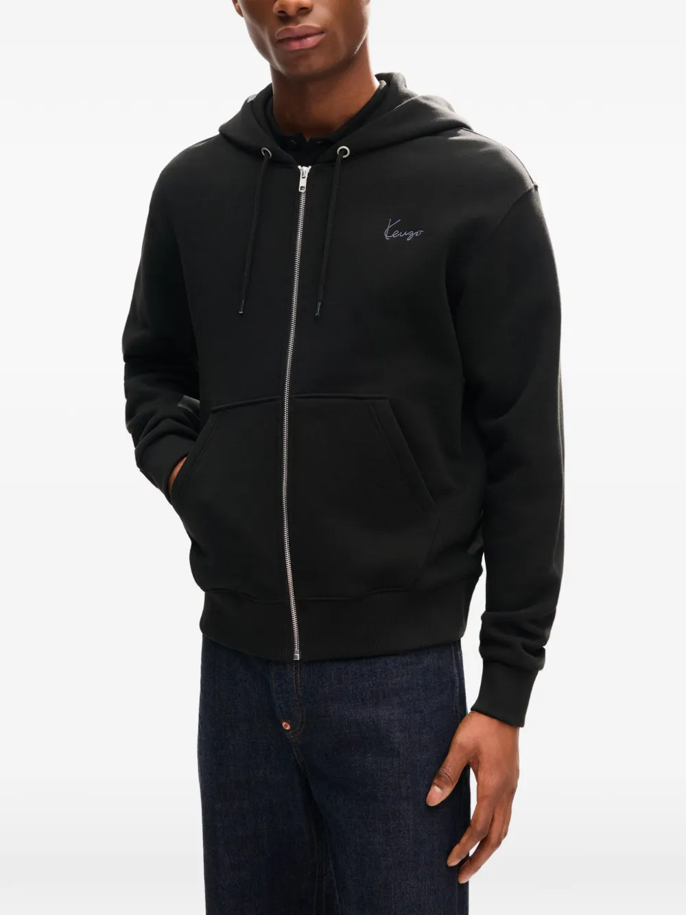 Kenzo Signature zip-up hoodie Zwart