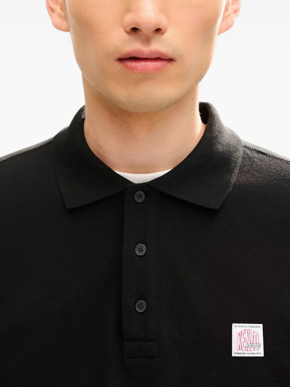 Kenzo Work And Play logo-appliqué polo shirt Zwart