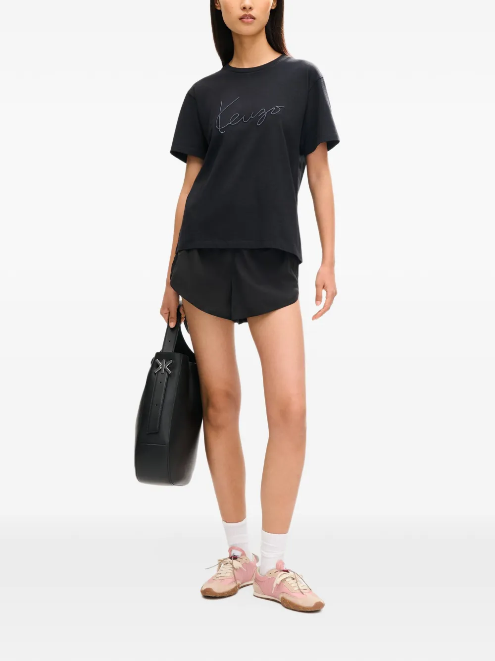 Kenzo Signature embroidered T-shirt Zwart