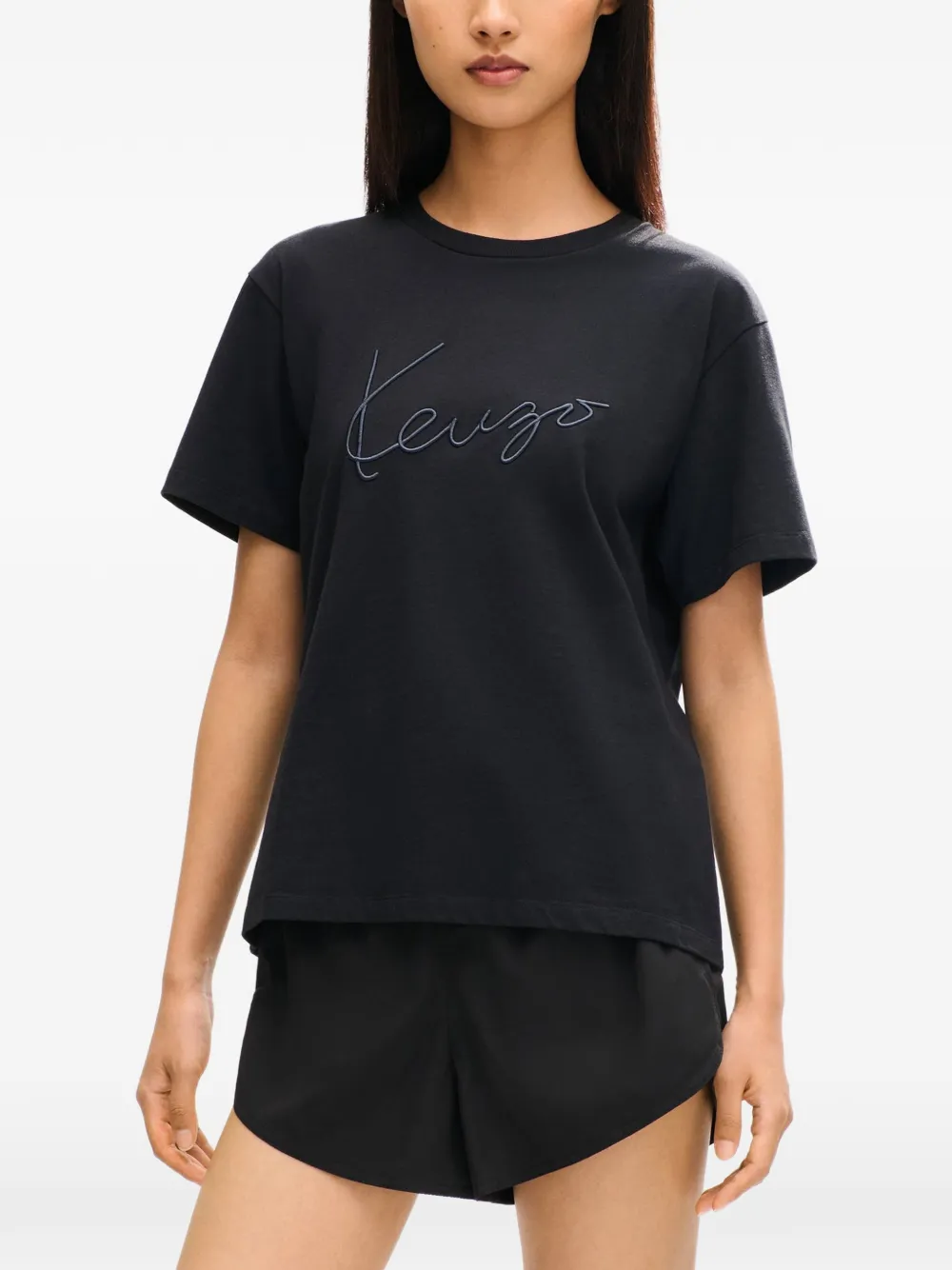 Kenzo Signature embroidered T-shirt Zwart