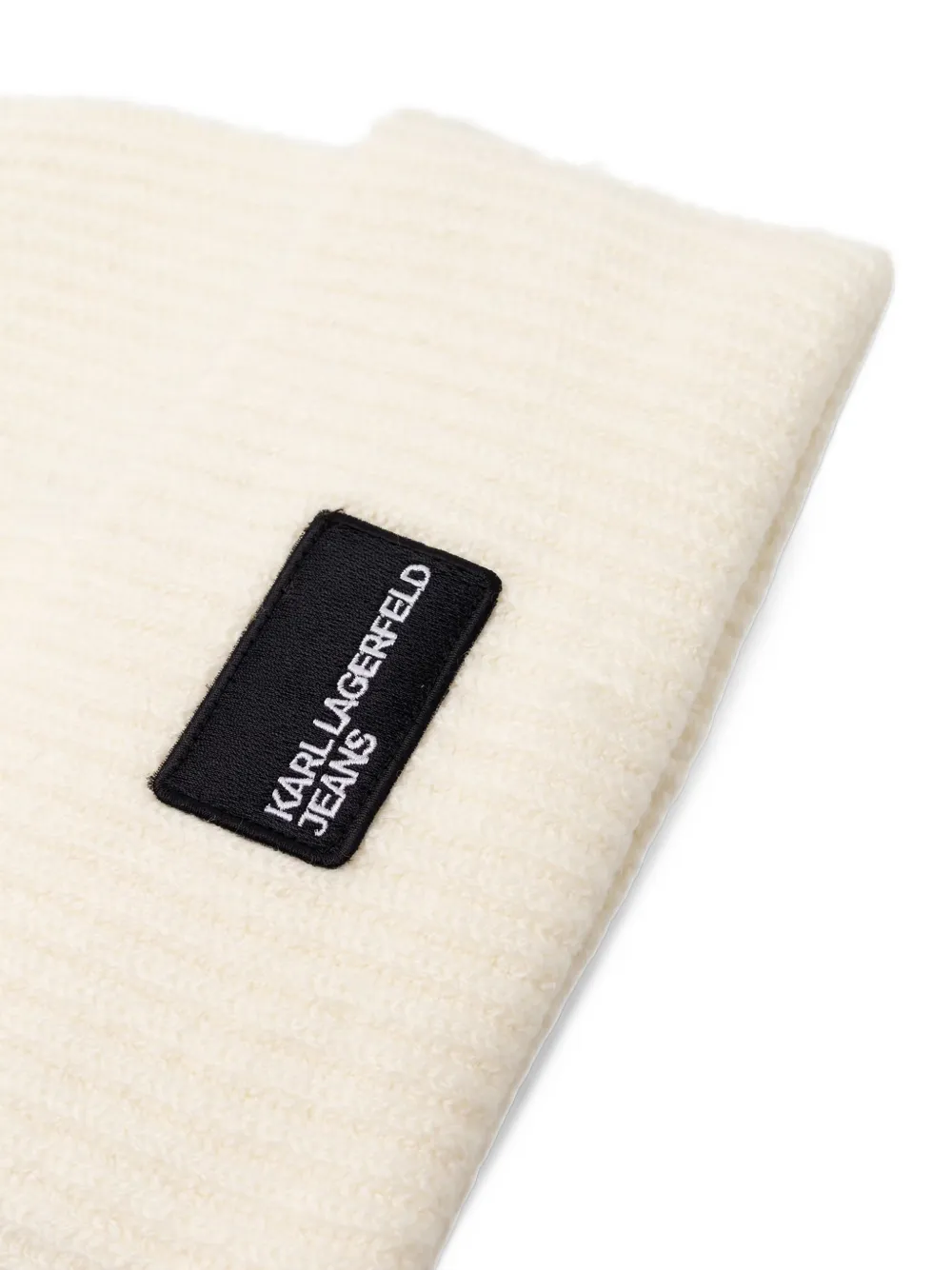 Karl Lagerfeld Jeans Ribgebreide muts met logopatch Beige